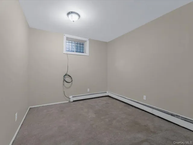 a view of a room with blue walls