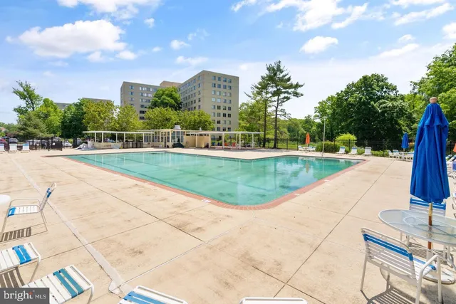 a view of a swimming pool and a yard