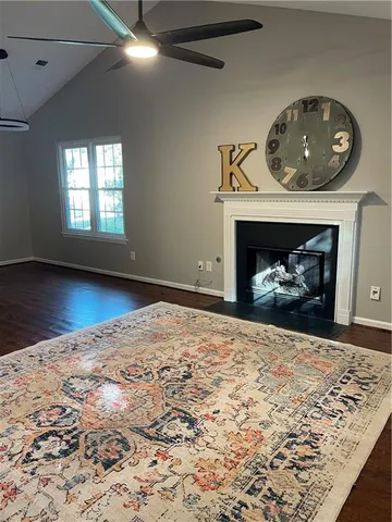 a living room with a fireplace