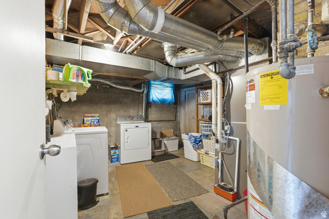 270 East 700 North Logan, UT 84321 - Photo 30 of 42 Utility space featuring concrete flooring, exposed ceiling joists, and a water heater