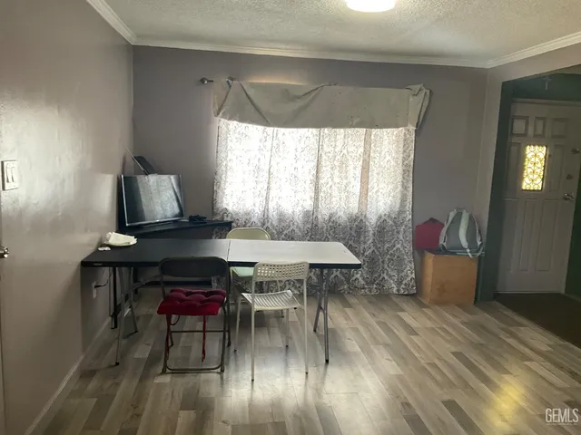 a workspace with wooden floor