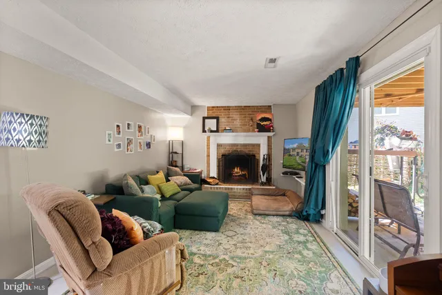 a view of a bench in the patio