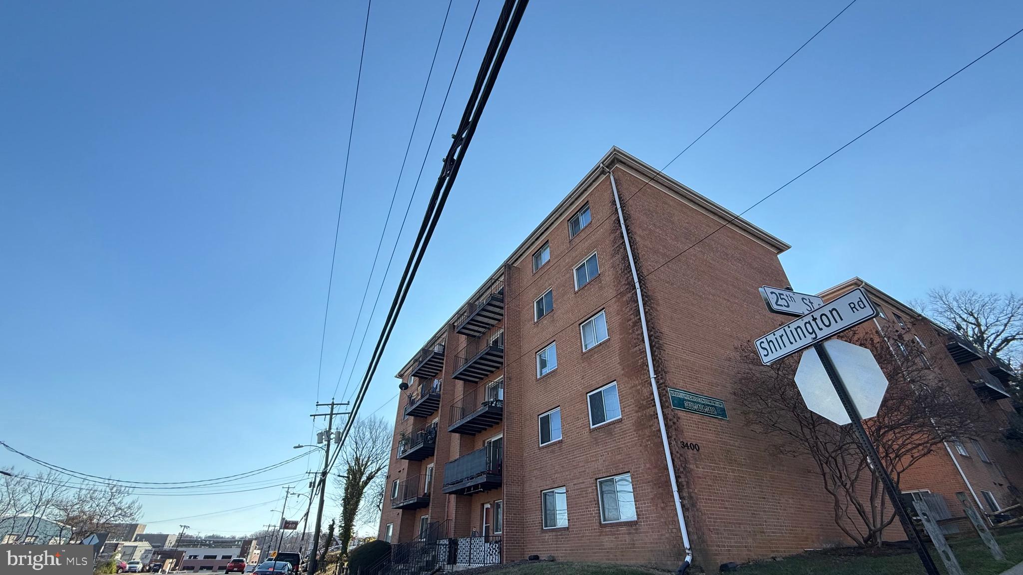 a view of a brick building with entryway