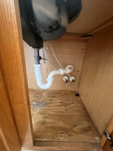 a view of kitchen cabinets