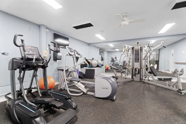 a view of a room with gym equipment