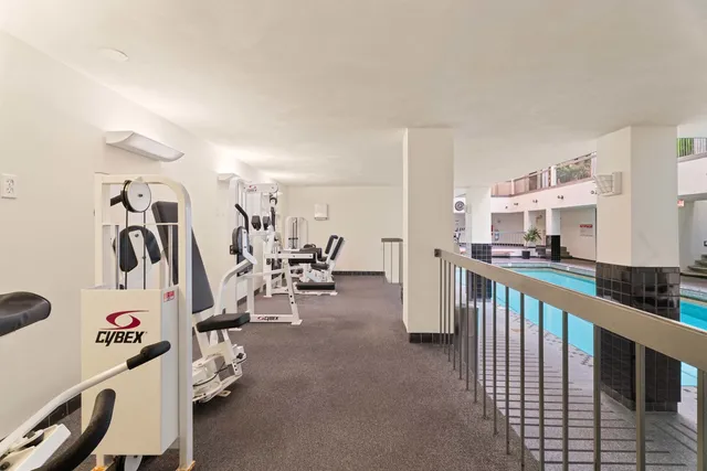 a view of a room with gym equipment