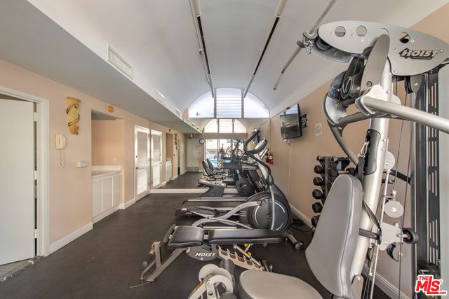 a view of a room with gym equipment