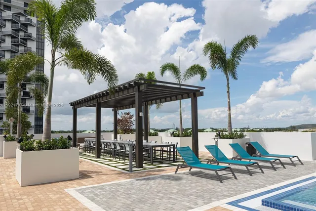 an outdoor space with patio