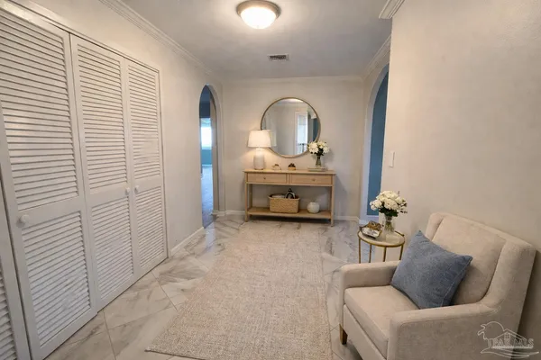 a living room with furniture
