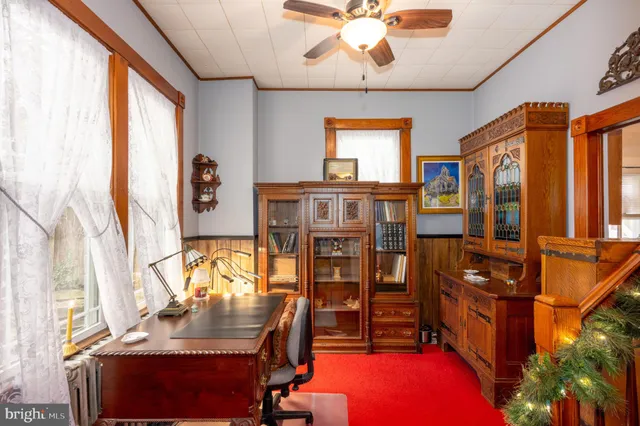 a view of a balcony with furniture