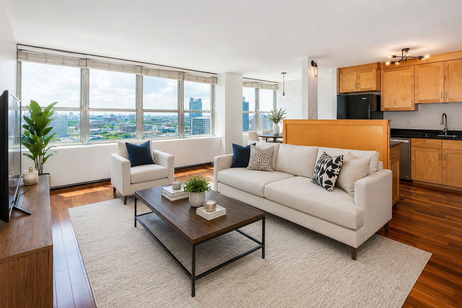 655 West Irving Park Road, Unit 1903 Chicago, IL 60613 - Photo 4 of 22 a living room with furniture and a large window