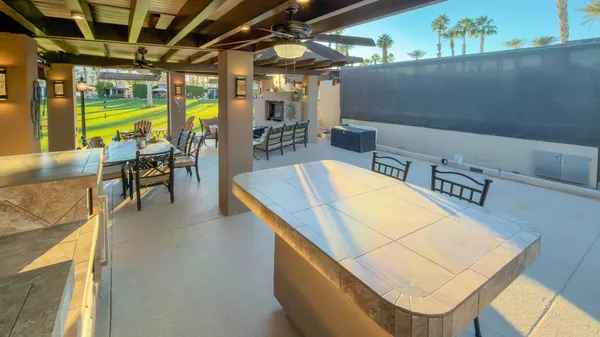 a view of an outdoor space with seating