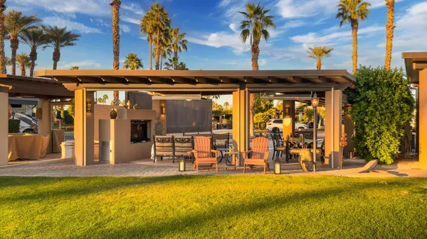 a outdoor space with chairs