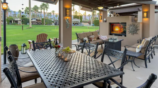 a outdoor living space with furniture and a garden