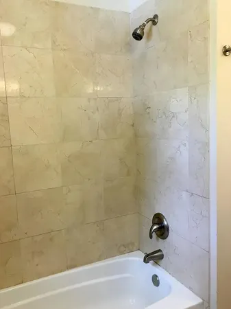 a bathroom with a bathtub