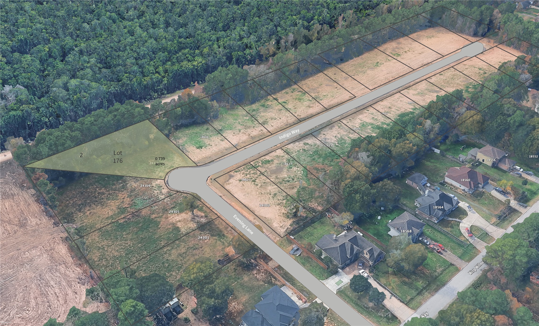 a view of a yard from a balcony