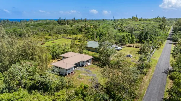 a view of a city with lush green forest