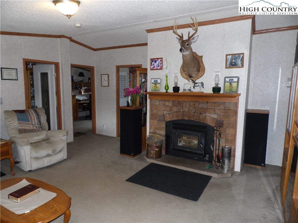 528 Stewart Road Ennice, NC 28623 - Photo 11 of 46 a living room with furniture and a fireplace