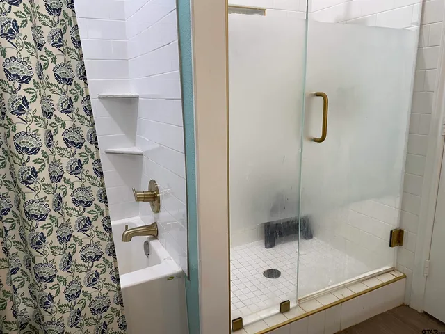 a bathroom with a shower