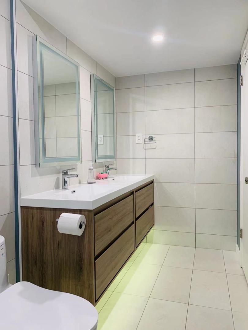 3513 Hillcrest Drive Belmont, CA 94002 - Photo 12 of 18 a bathroom with a sink shower and a mirror