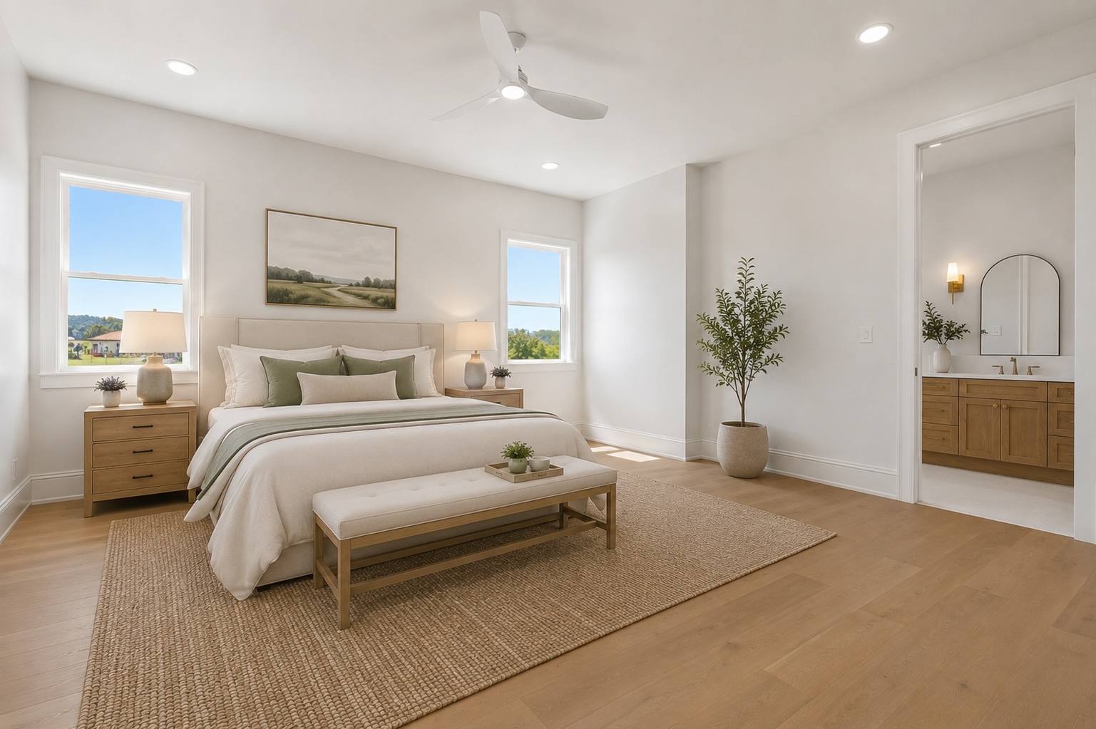 224 Sandia Loop Kingsland, TX 78639 - Photo 14 of 32 a bedroom with a bed and a potted plant