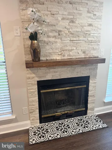 a close view of a fireplace in a room