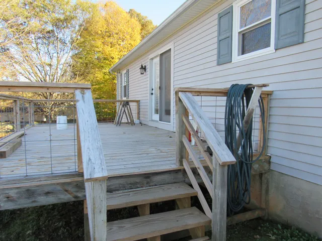 a view of outdoor space deck and kitchen