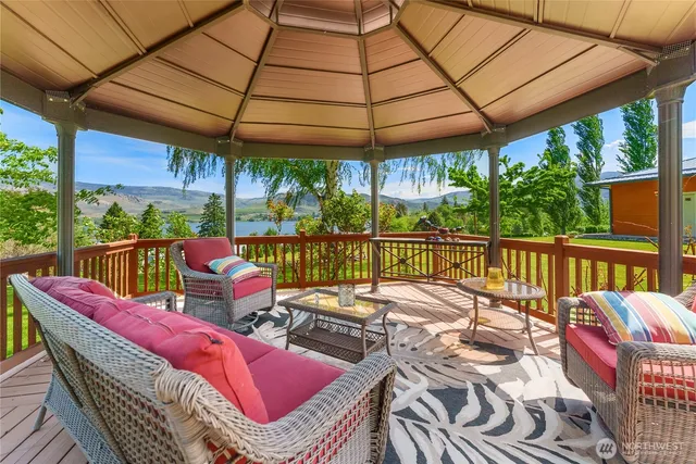 a view of a patio on the roof deck