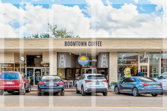 a front view of a building with street view
