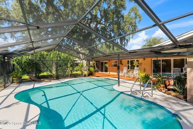 a view of a garden from a patio