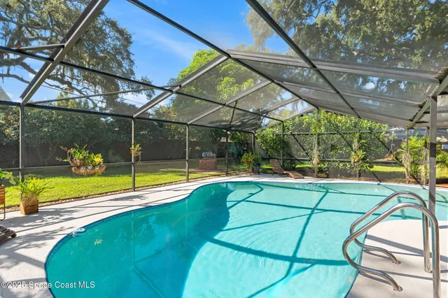 a view of a garden with a bench