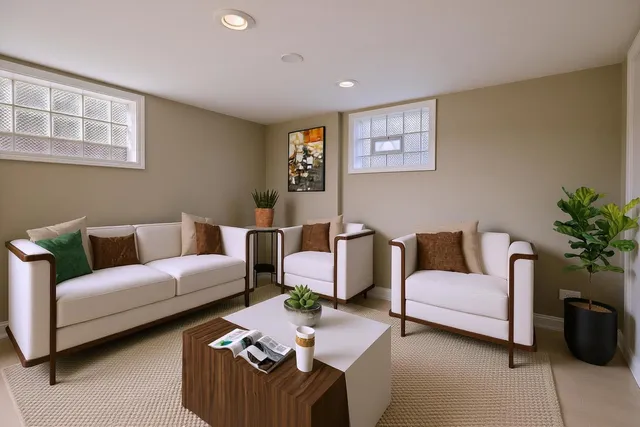 a bedroom with a bed and a painting