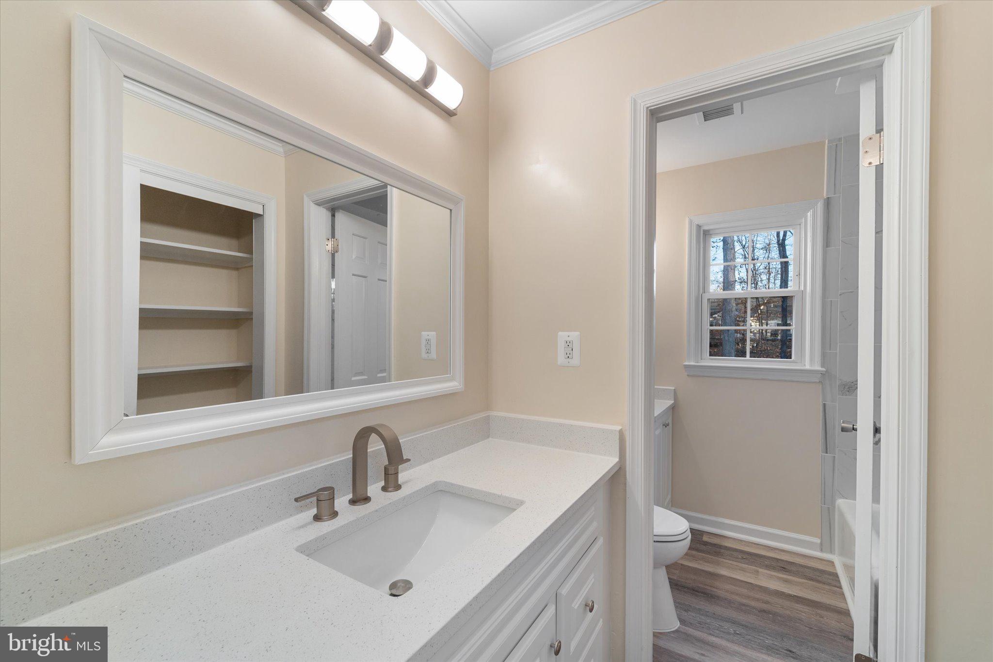 8016 Stillbrooke Road Manassas, VA 20112 - Photo 32 of 41 a bathroom with a sink a toilet and a mirror