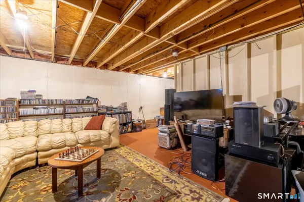 a view of living room with gym equipment