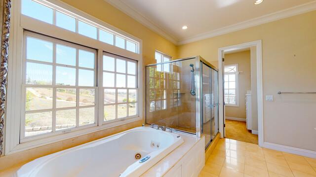 9560 Vía Del Oro Gilroy, CA 95020 - Photo 31 of 65 a bathroom with a large tub and shower