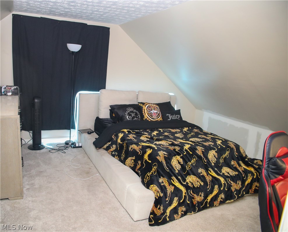 1258 Vane Avenue Akron, OH 44310 - Photo 7 of 12 Carpeted room featuring sloped ceilings and a textured ceiling finish