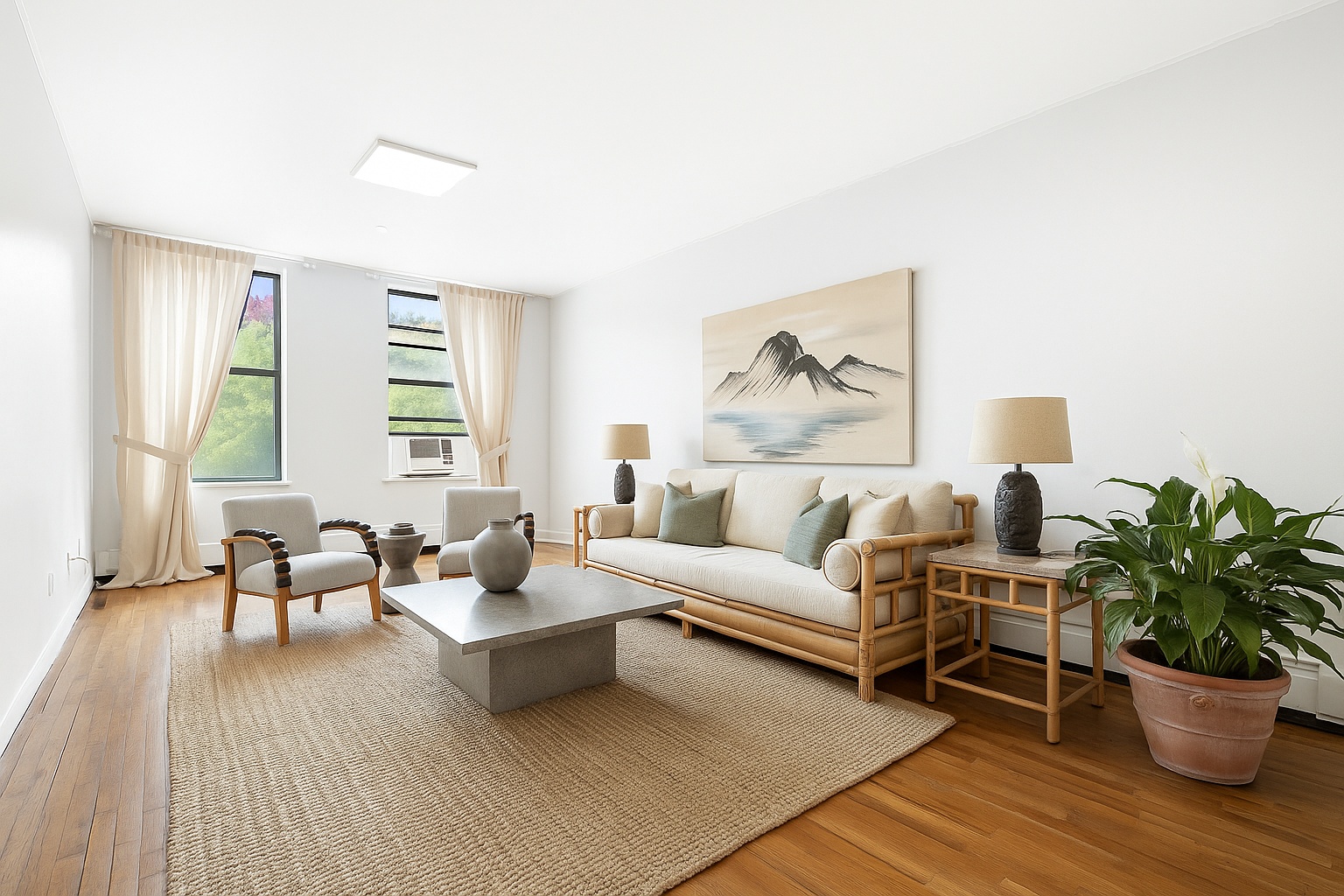 2322 Adam Clayton Powell Jr Boulevard, Unit 3F Manhattan, NY 10030 - Photo 1 of 14 a living room with furniture and a potted plant