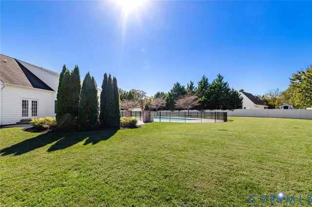 a view of an outdoor space and swimming pool