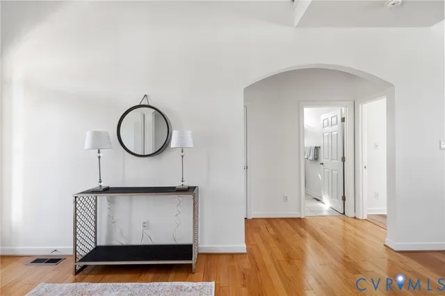 a view of entryway with wooden floor