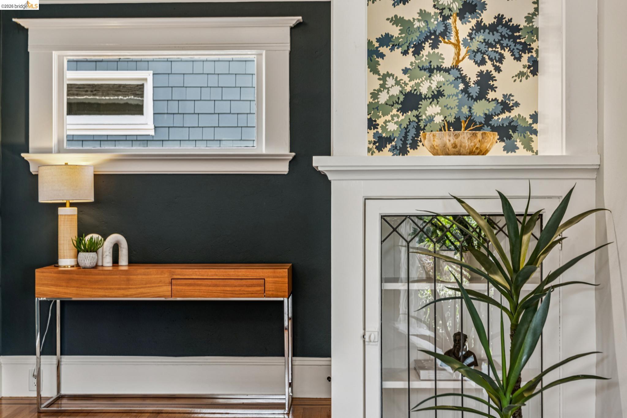 6521 Dover Street Berkeley, CA 94703 - Photo 15 of 80 Deep blue wall finish complemented by white trim and wood-finish flooring