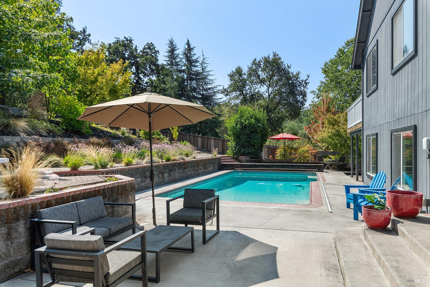 3991 Haven Court Sebastopol, CA 95472 - Photo 43 of 60 a view of backyard with outdoor seating and trees