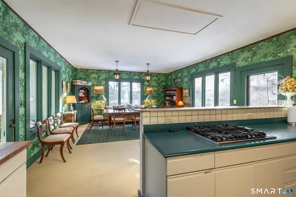 a view of a dining room and livingroom