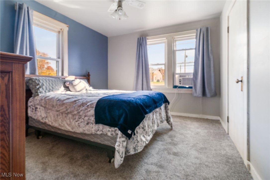 4491 Rock Spring Road Ravenna, OH 44266 - Photo 12 of 21 Bedroom featuring multiple windows, carpet, and ceiling fan