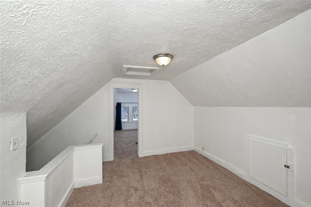 77 West Mildred Avenue Akron, OH 44310 - Photo 33 of 40 Additional living space featuring a textured ceiling and carpet flooring