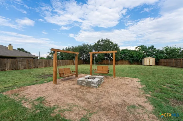 a view of a park with slide