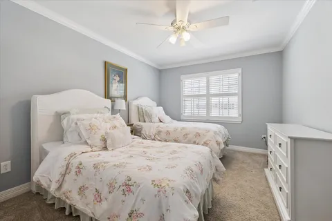 a bedroom with double bed and a window