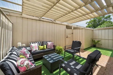 a outdoor living space with furniture