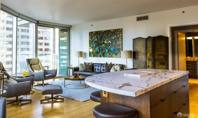 a view of a city with tall buildings