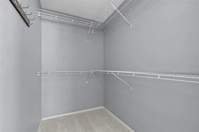 a view of a room with racks on the wall