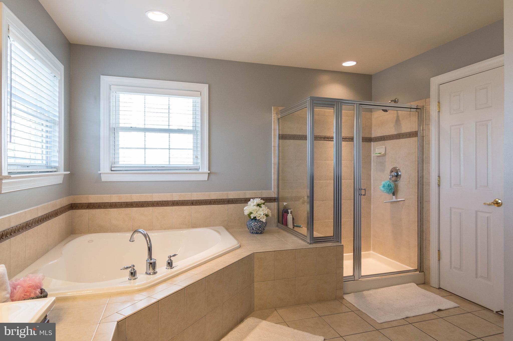8316 Academy Road Ellicott City, MD 21043 - Photo 17 of 30 Pretty tile in shower, and soaking tub.